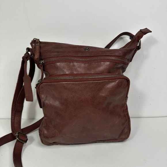 India Cochor Oxblood Leather Cross Body Brown Zip Purse - Picture 1 of 15